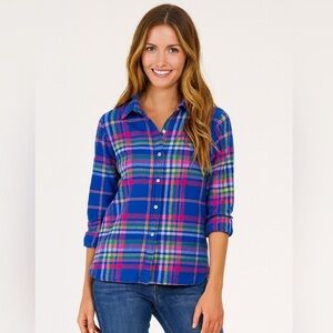 J. Crew Classic-fit flannel shirt in colorful plaid BM932.